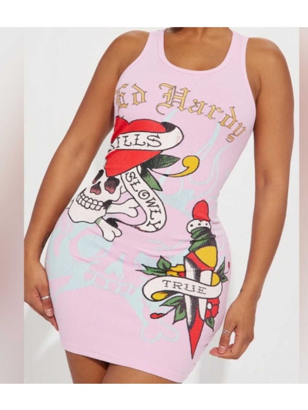 NWT ed hardy pink tank dress